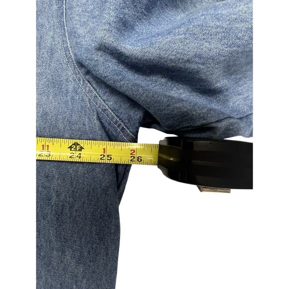 Vintage Women’s Denim Button Down Shirt Size 18 Embroidered Floral Cottage 90s - Picture 10 of 13